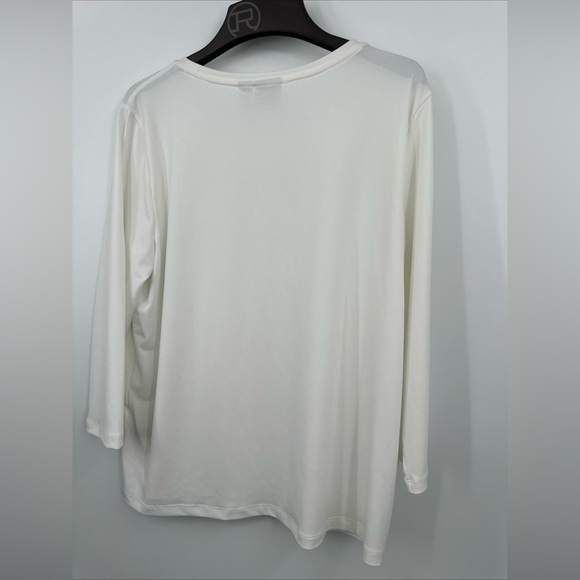 Chicos 2 (12 L) Lily Scoop Top 3/4 Sleeve Polyester Spandex Knit Antique White - Picture 3 of 3